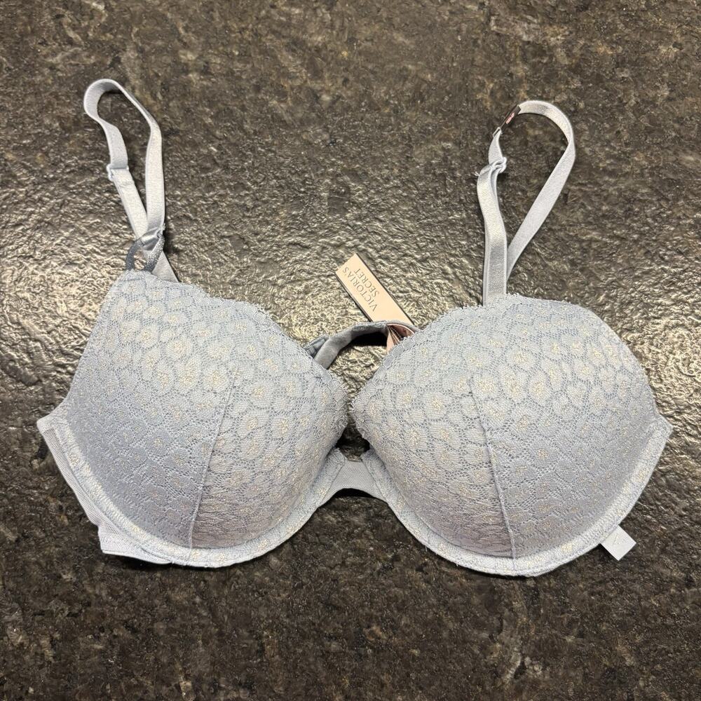NWT Victoria’s Secret Light Blue Leopard Print Padded Bra 34C